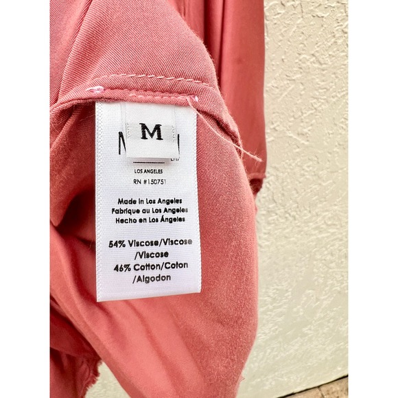 Nation LTD Wide Dolman Sleeve Trim Hem Wrap Tie Top Pink Women's Medium - Picture 9 of 9